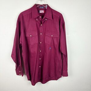 Tony Lama Maroon Rodeo Cowboy Vintage Button Down Shirt Mens XL